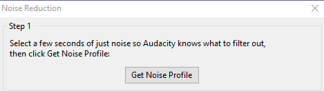 noise reduction dialogue box with get noise profile button 