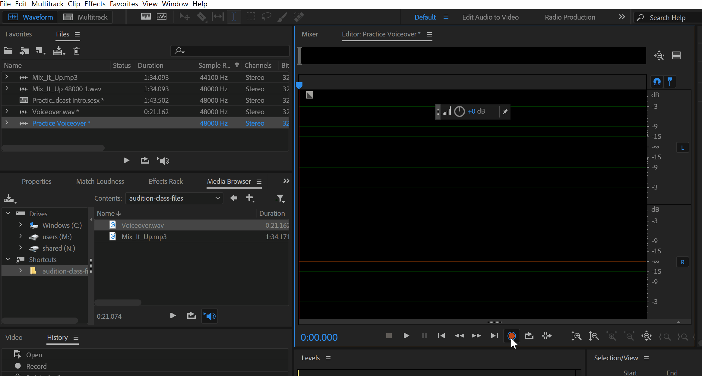 adobe audition recording sound to video