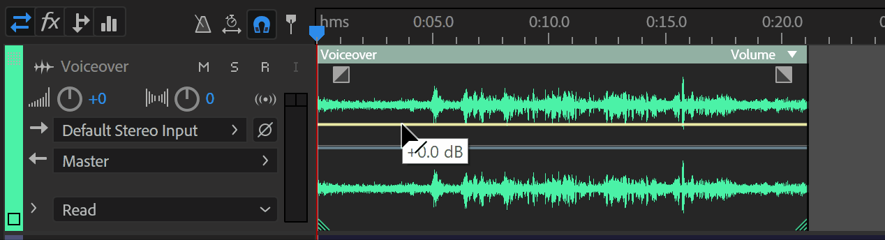 gif showing how to adjust the volume by moving the yellow volume line and creating anchor points