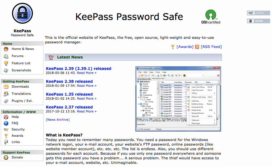 Screenshot of KeePass