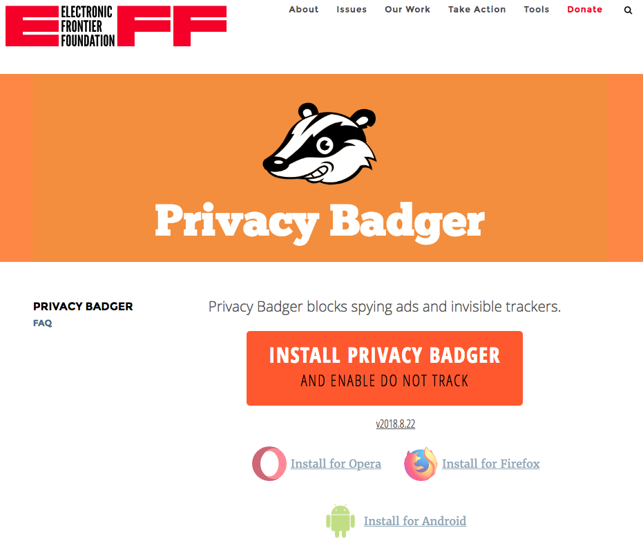Screenshot of Privacy Badger