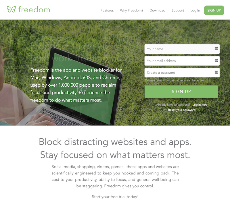 Freedom homepage