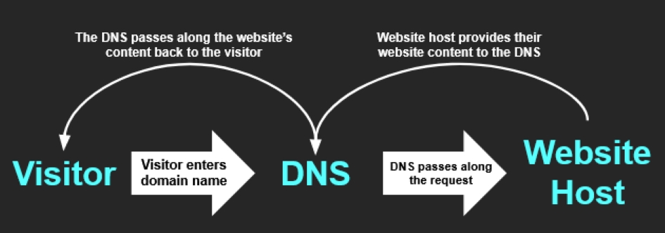 A graphic depicting how domain name servers function.