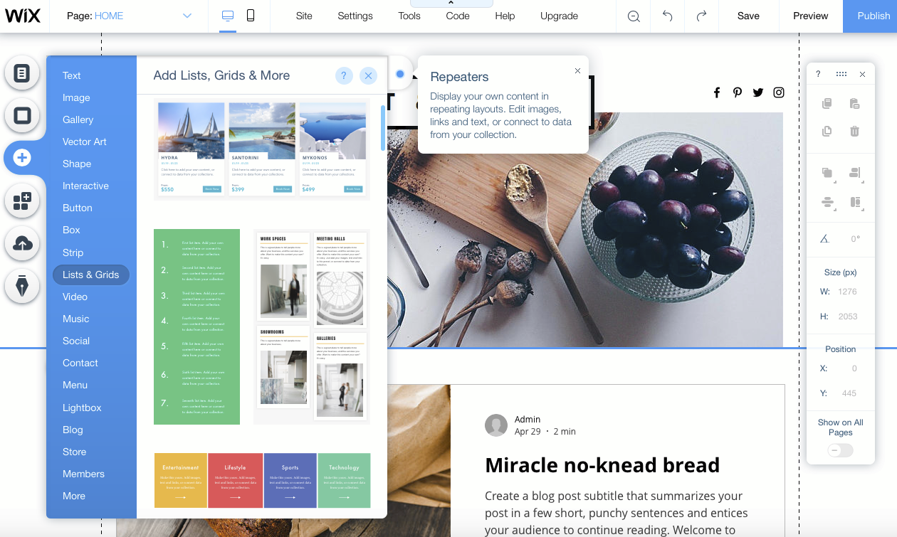 A screenshot of what a website builder may look like.