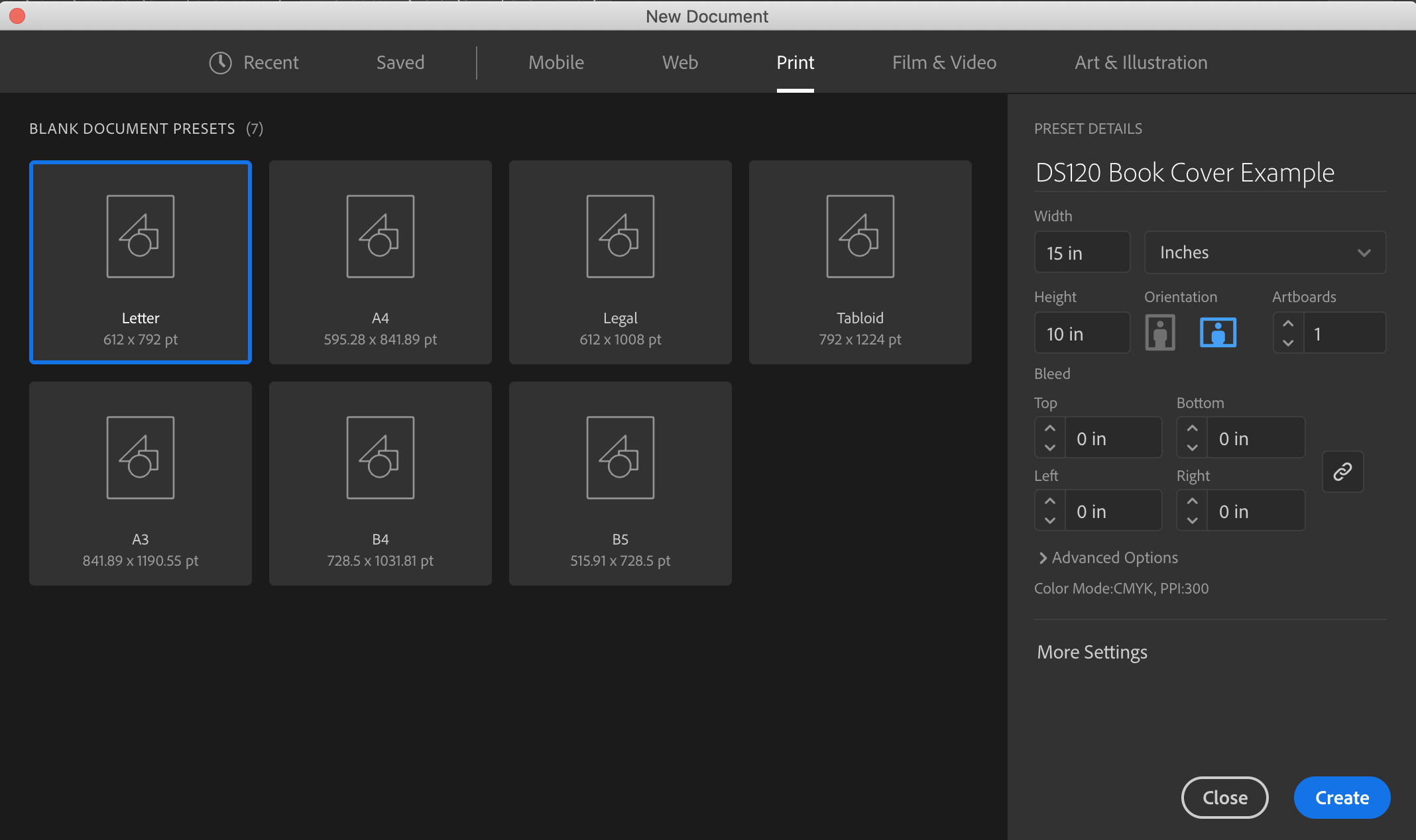 new document set-up example