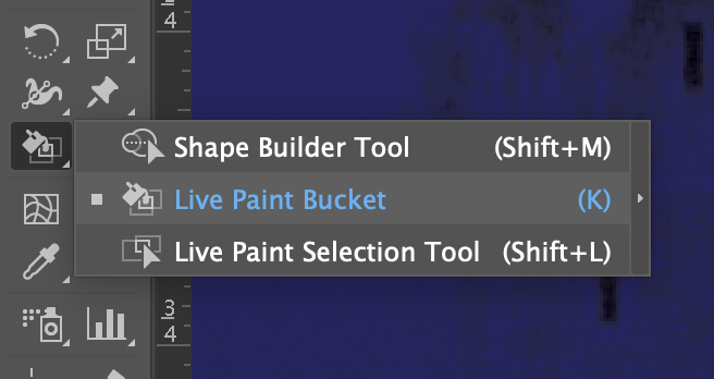 live paint bucket tool found under the shape builder tool in the tools panel