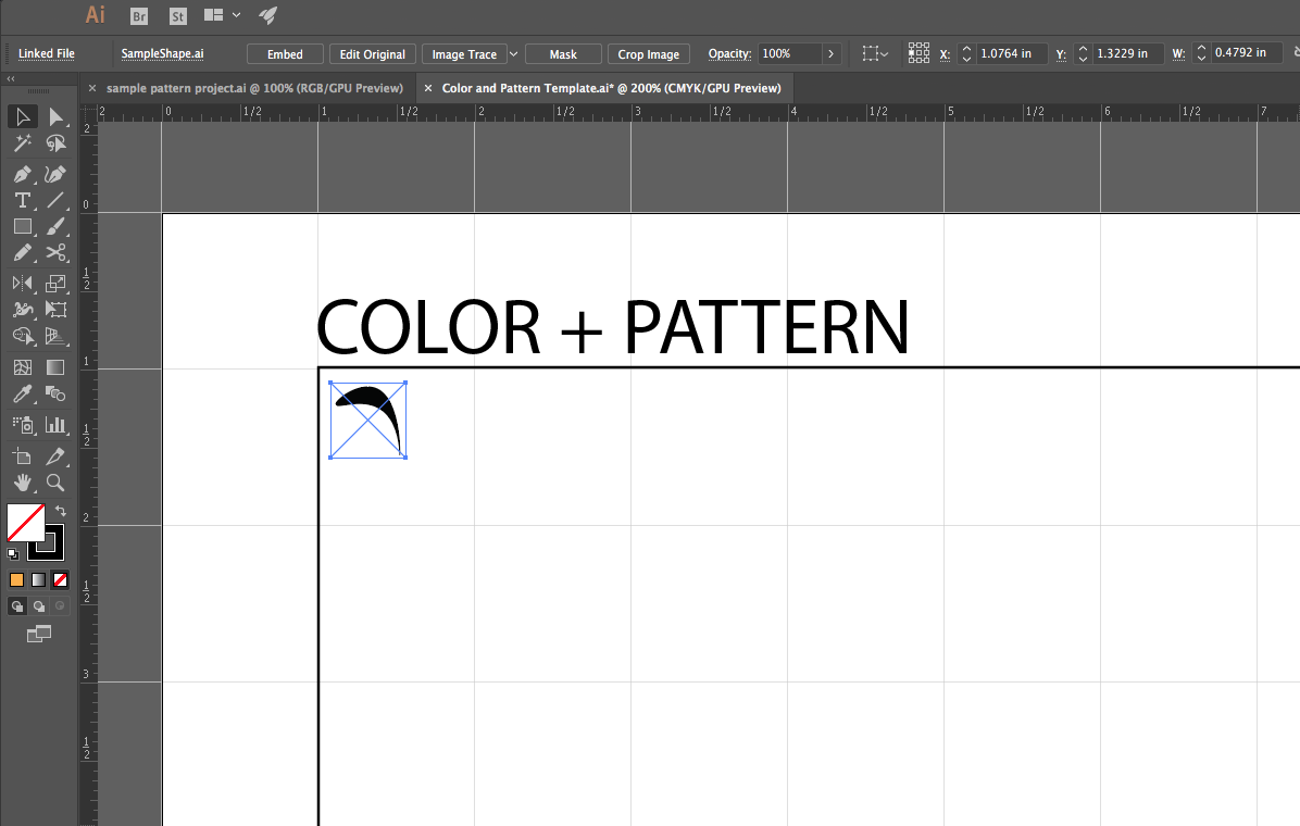 The imported shape in the Illustrator template document