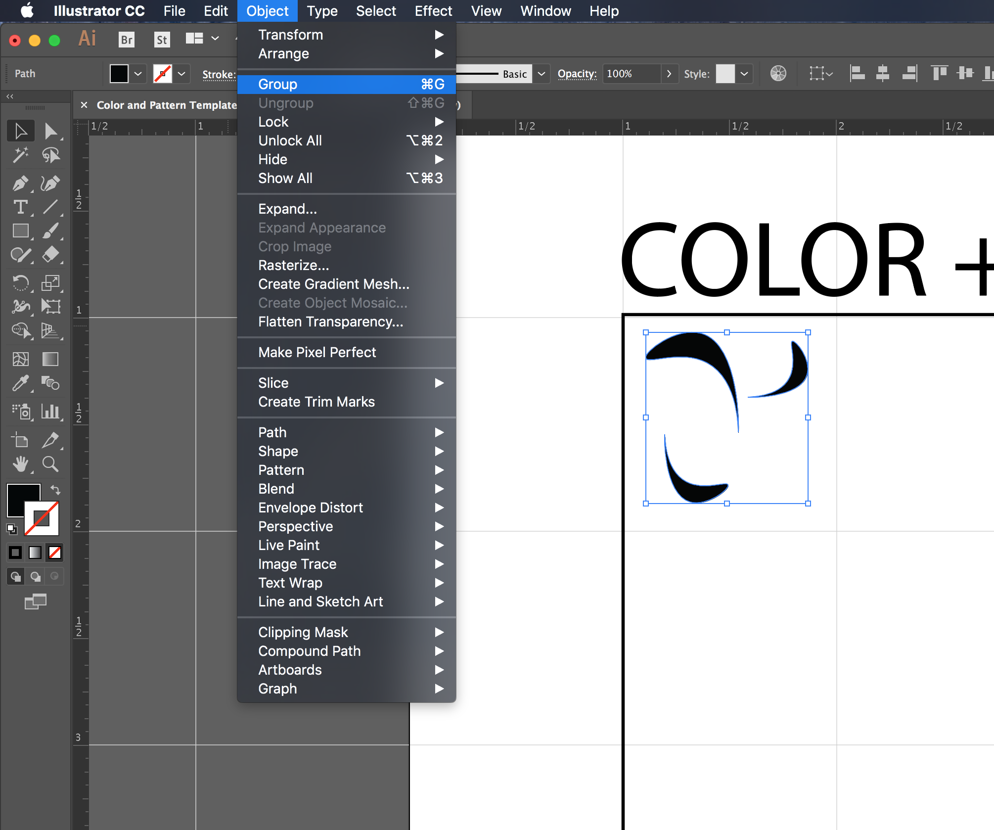 The Group command from the Object menu