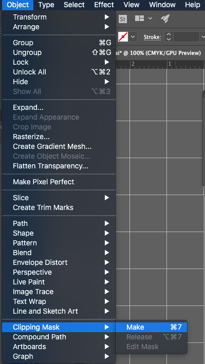 The Object Clipping Mask Make menu