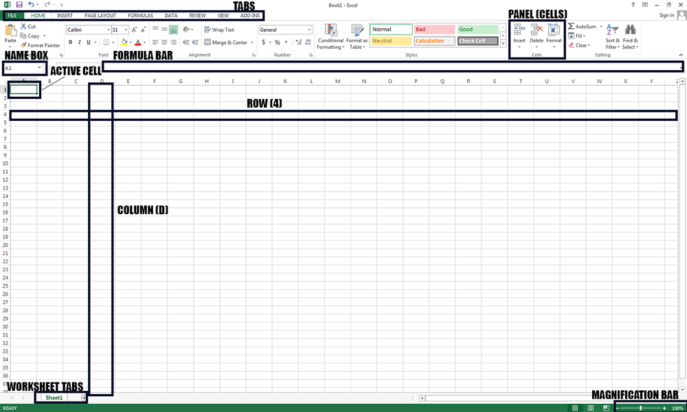 Basic excel interface
