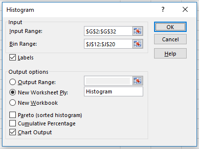 Filled out Histogram options screen