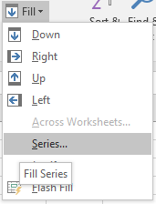 Highlighted Series option from Fill drop-down menu