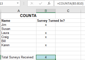 Using COUNTA function 1