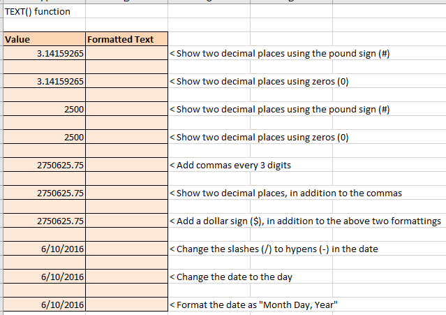 TEXT function exercise