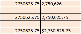 Changing number to currency format