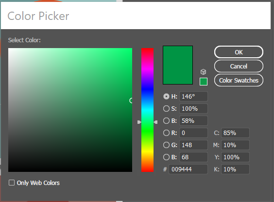 green shade selected in color picker