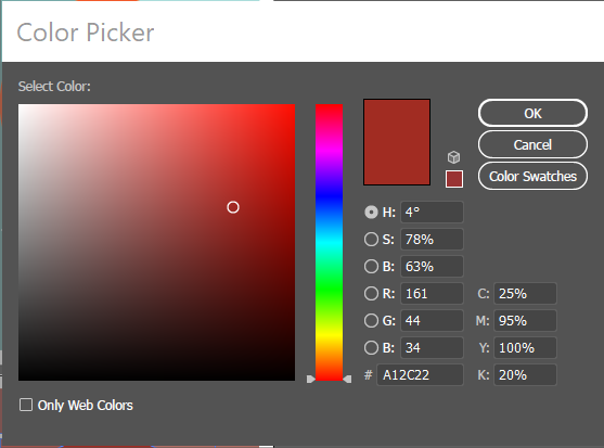 red shade selected in color picker