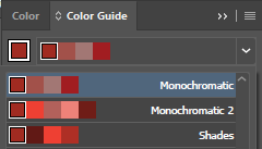 monochromatic color palette for red shade from the color guide