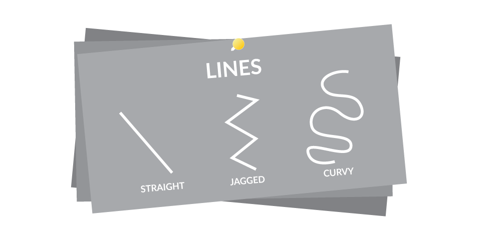 examples of straight, jagged, and curvy lines
