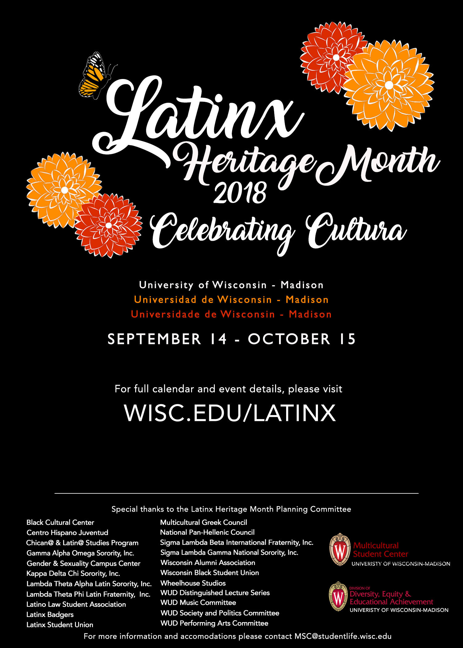 Latinx Heritage Month 2018 flyer showcasing hierarchy