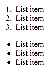 an image showing list items using numbers and bullet points