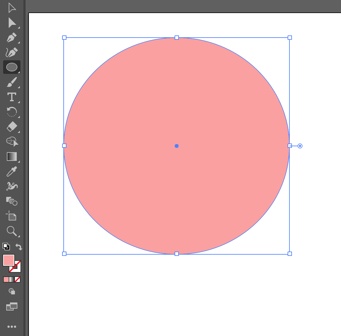  A coral horizontal ellipse that is slightly circular