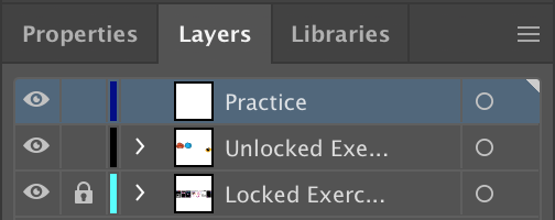 Practice layaer from the Layers Panel is selected