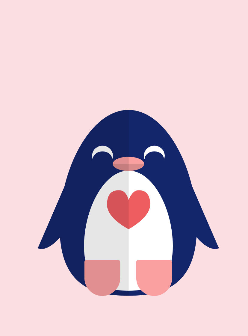 Penguin with light pink background