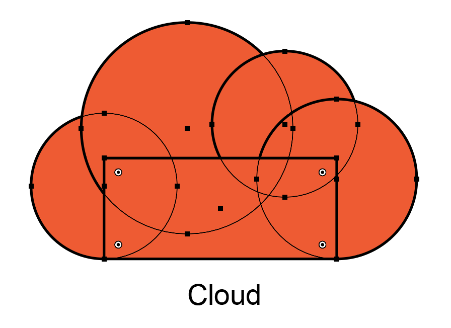 All shapes composing the cloud is selected