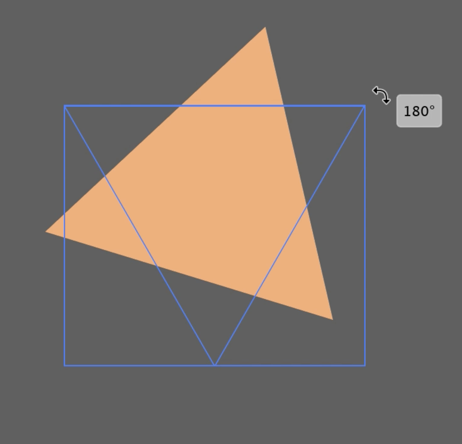 Orange triangle shown to be rotated at 180 degrees 