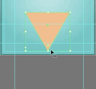 GIF showing rectangle re-sized by the bottom anchor point with the Selection Tool. Triangle becomes longer and narrower