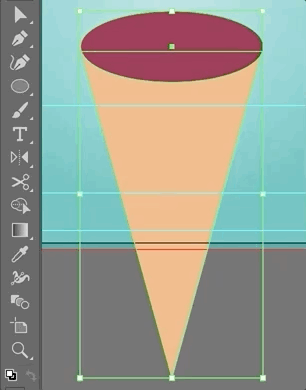 GIF using the Shape Builder Tool to remove the overlapping ellipse from the triangle shape