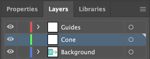 Layers Panel close-up with the 'Cone' layer selected