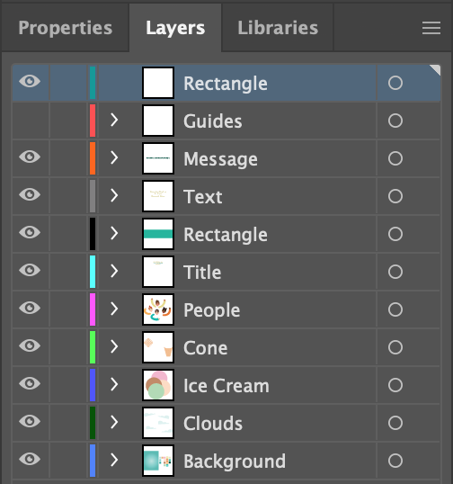 Layers Panel with 'Rectangle' layer selected