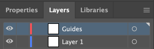 Layers Panel close-up with the 'Guides' layer selected