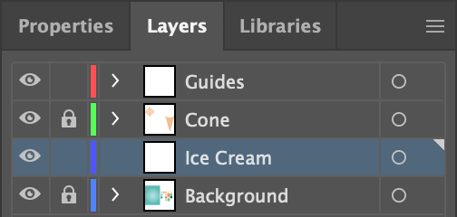 Layers Panel close-up with the 'Ice Cream' layer selected