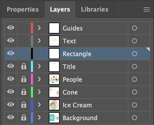 Layers Panel with 'Rectangle' layer selected