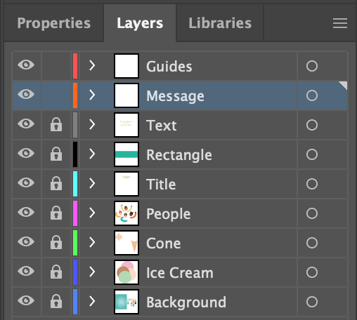 Layers Panel with the 'Message' layer selected