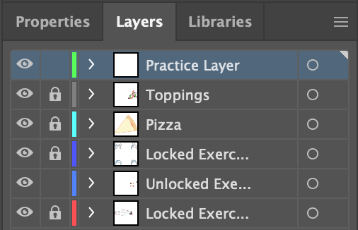 Layers Panel with the layer 'Practice Layer' selected