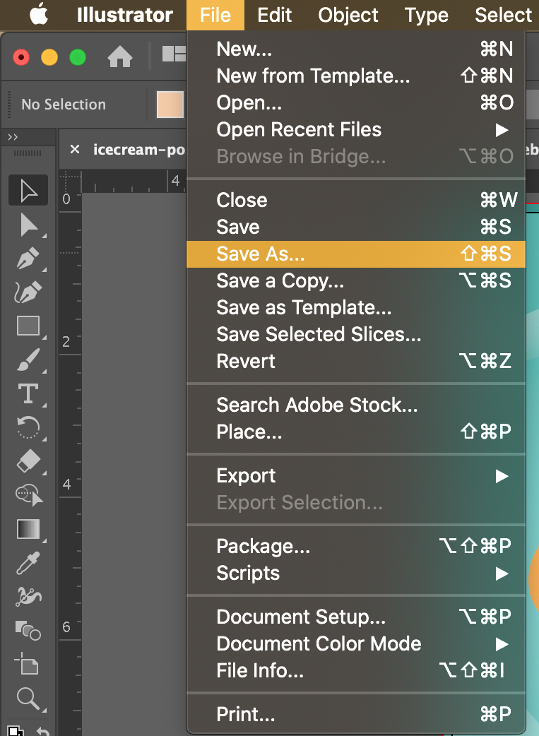 File menu expanded with 'Save As...' selected