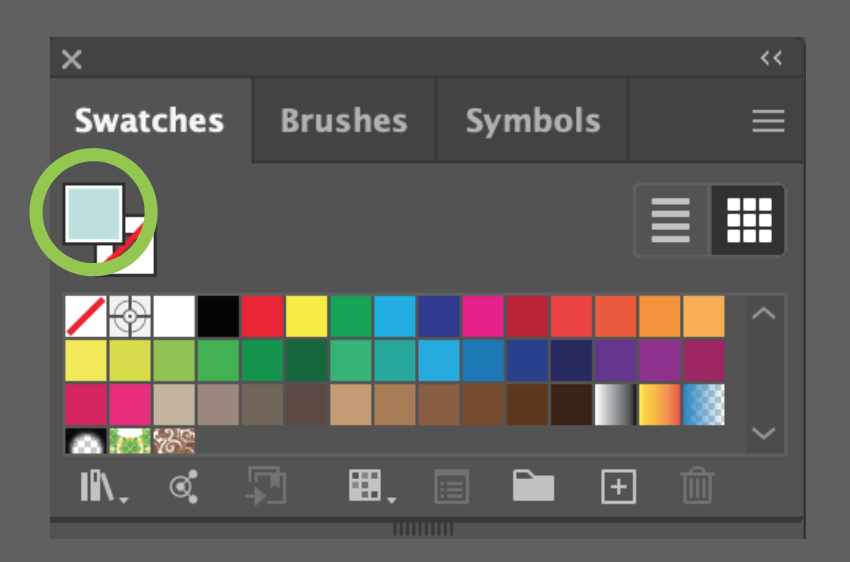 Swatches Panel with Fill Color circled to show what to look at