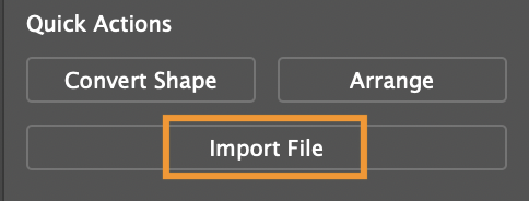 import file button at the bottom of the properties panel