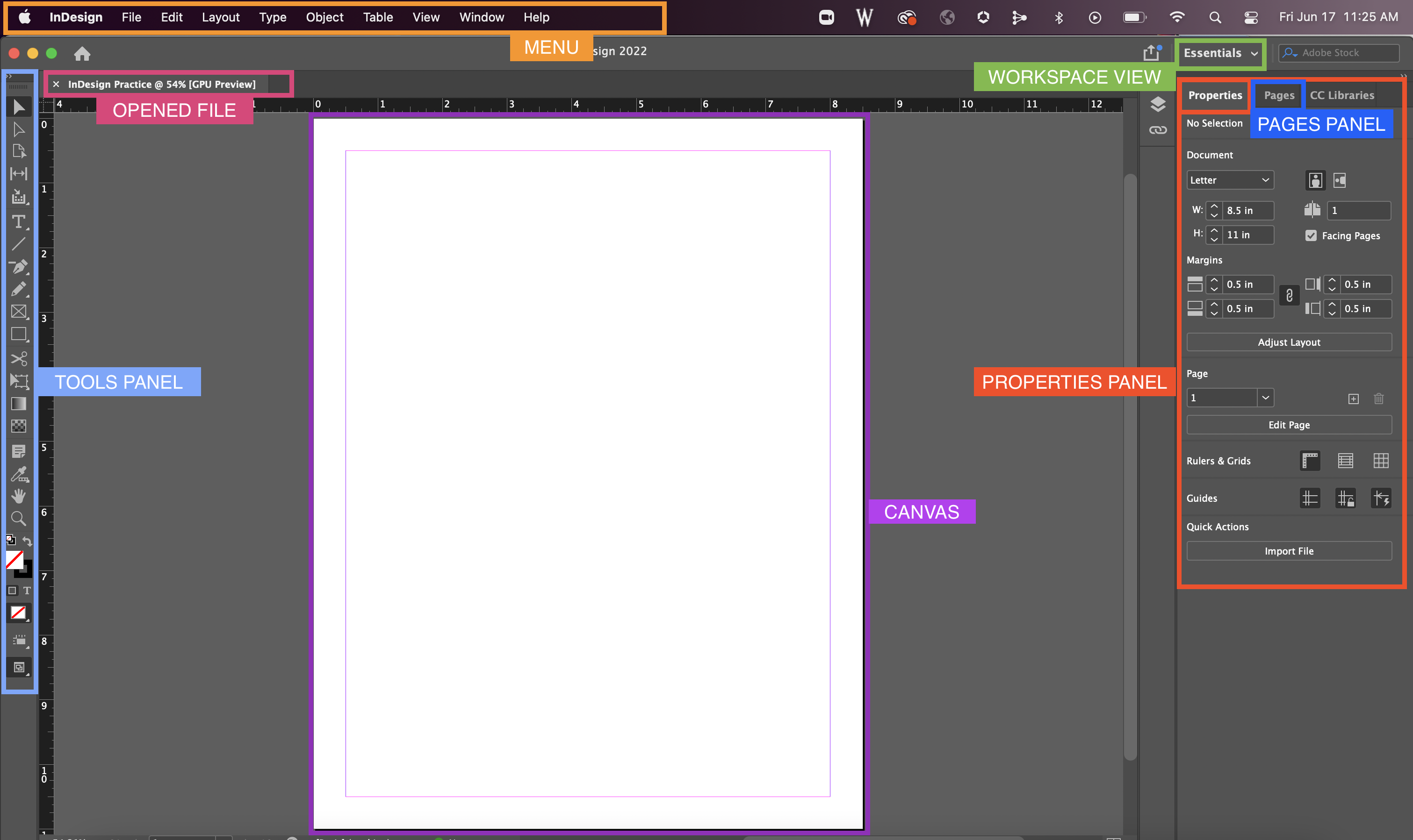 screenshot of the InDesign interface