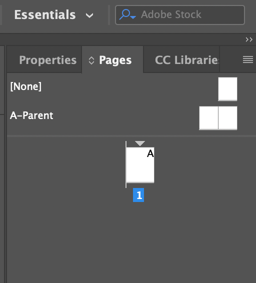 screenshot of the pages panel