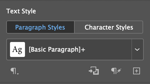 text styles options within the properties panel