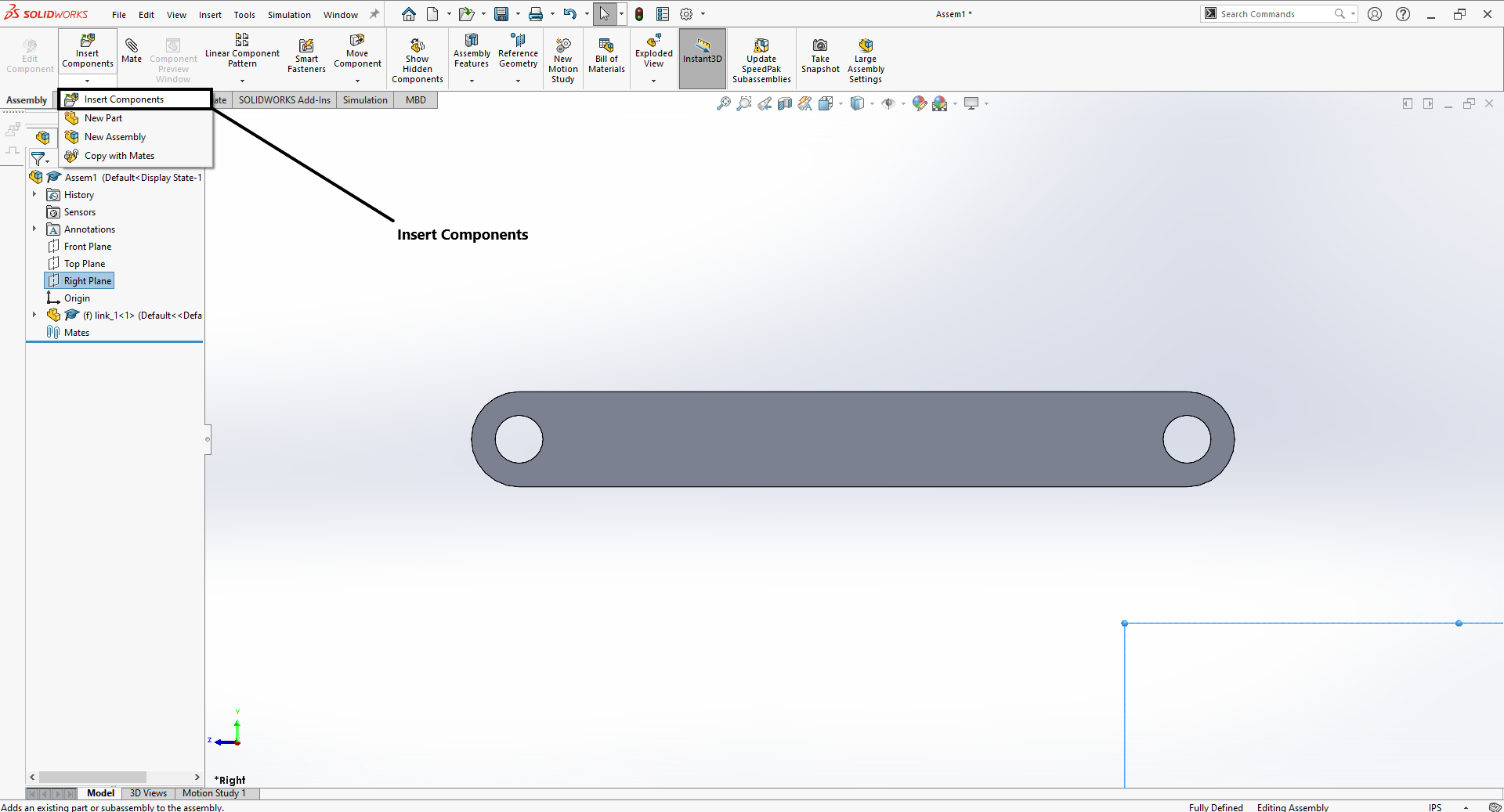 Image describing 'Inster Components' Button