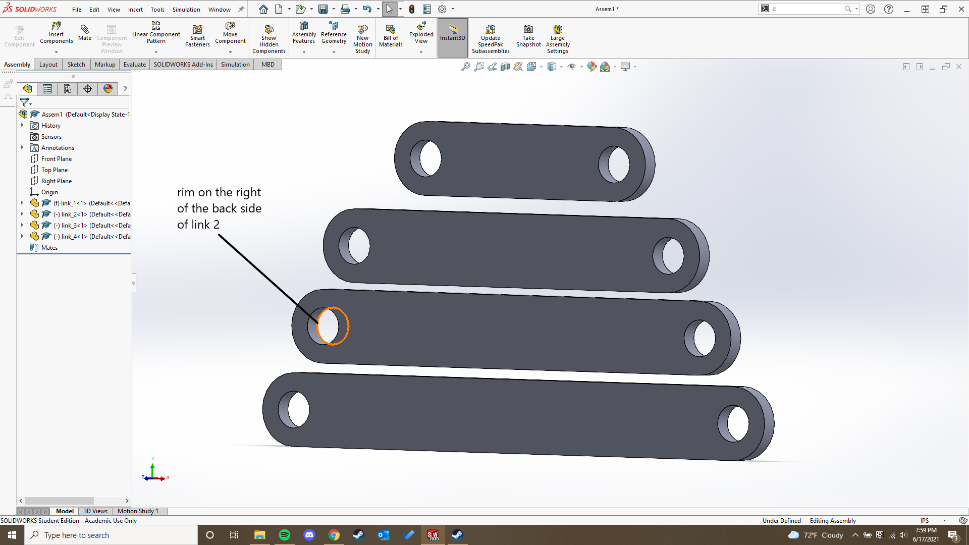 Shows the rim on the back left of link two.