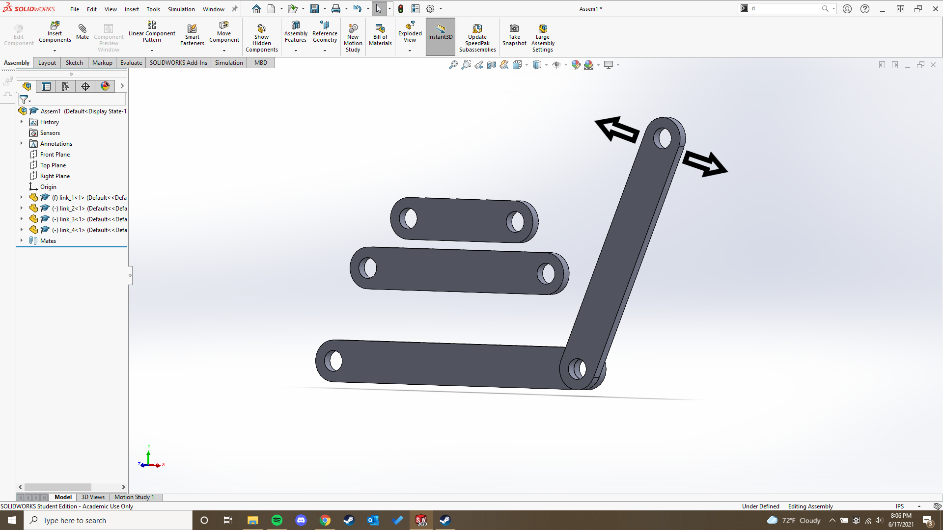 Example of link 1 and link 2 mate