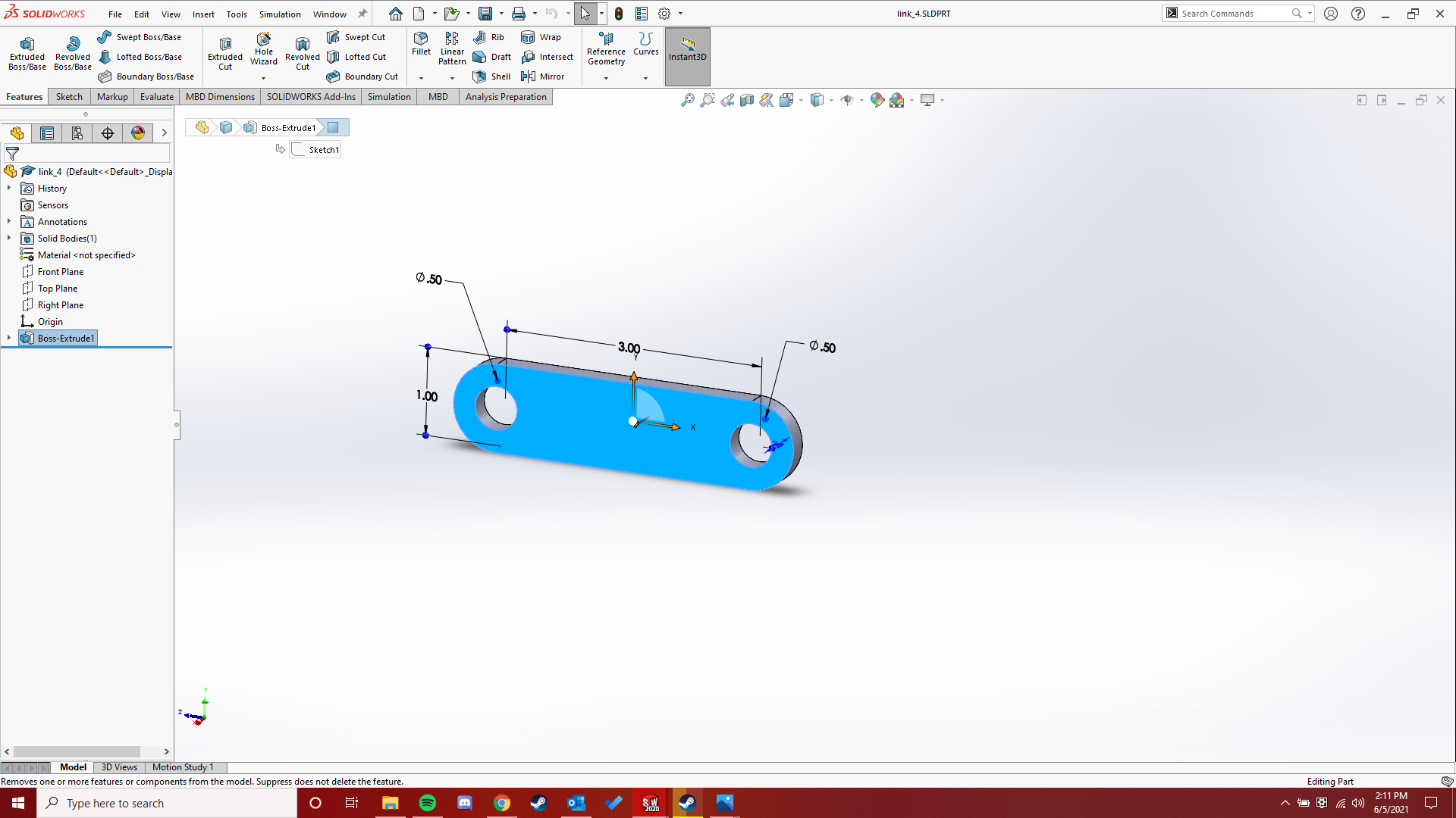 link 4 at a length of 3 inches