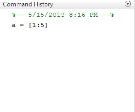 command history of MATLAB